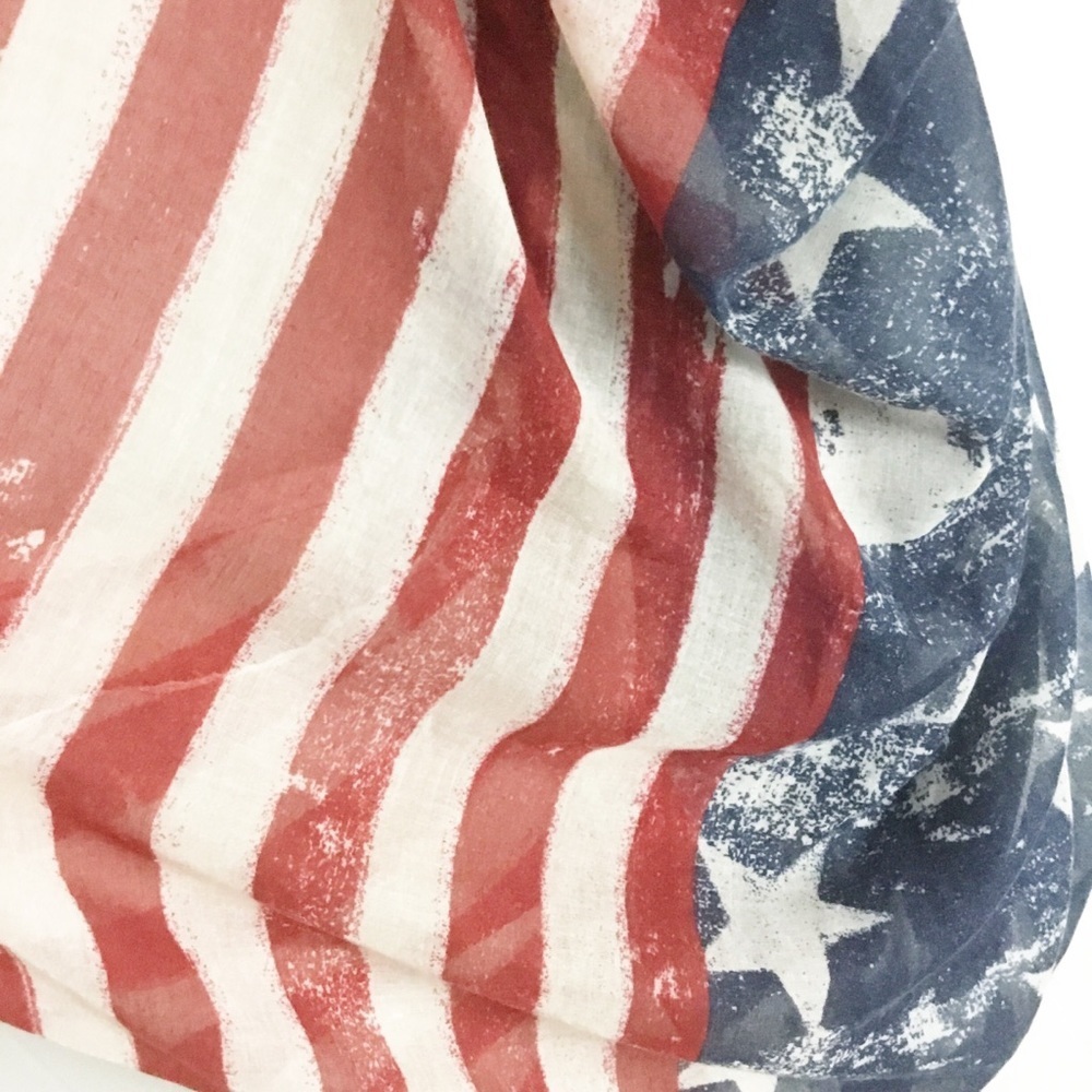 America Eagle Flag Scarf Stars Long - Picture 2 of 3